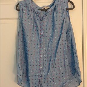 LOFT Blue and Pink Patterned Blouse